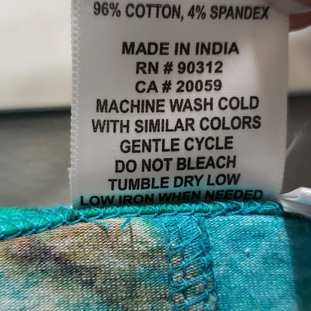 Parsley & Sage Short Sleeve Scoop Neck Turquoise Print Dress with Pockets, XL - Picture 5 of 7